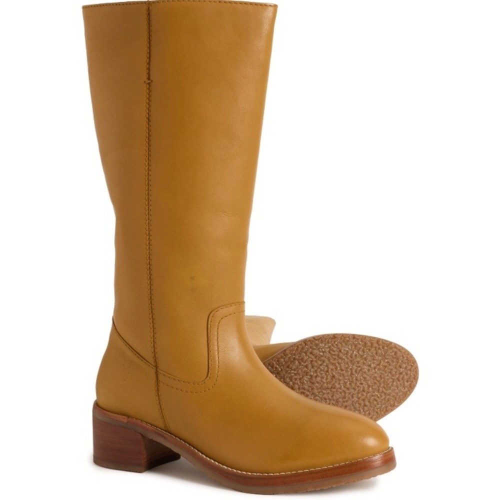 NEW‎ Frye Camryn Campus Boots Tall Pull On Leather Banana Women's